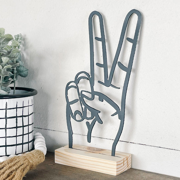 USC Hand Sign on Wood Stand