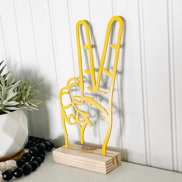 USC Hand Sign on Wood Stand