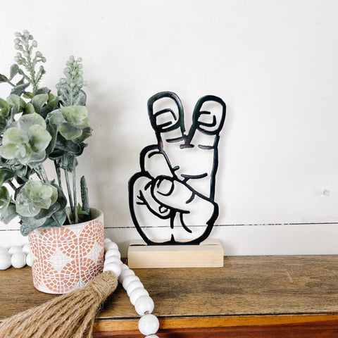 Texas Christian University Hand Sign on Wood Stand