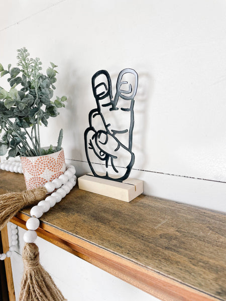 Texas Christian University Hand Sign on Wood Stand