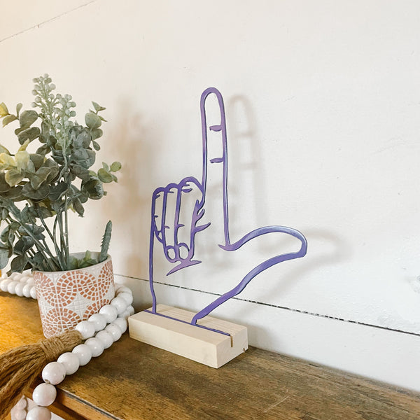 Louisiana State Hand Sign on Wood Stand