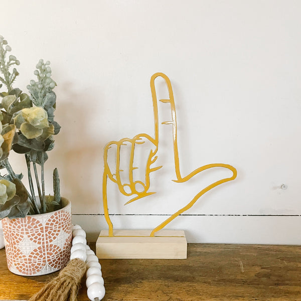 Louisiana State Hand Sign on Wood Stand