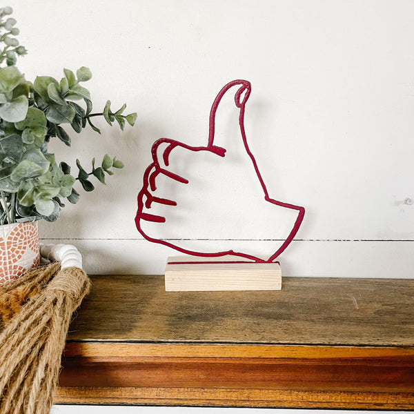 Texas A&M Hand Sign on Wood Stand