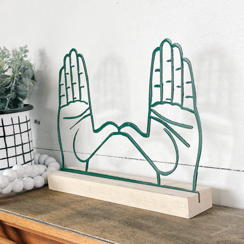 Miami Hand Sign on Wood Stand