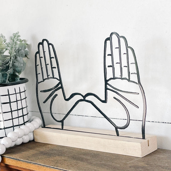 Miami Hand Sign on Wood Stand