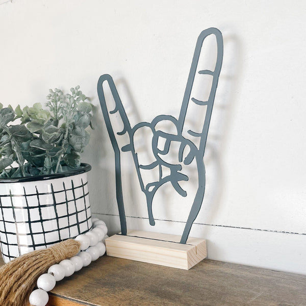 Texas Longhorns Hand Sign on Wood Stand