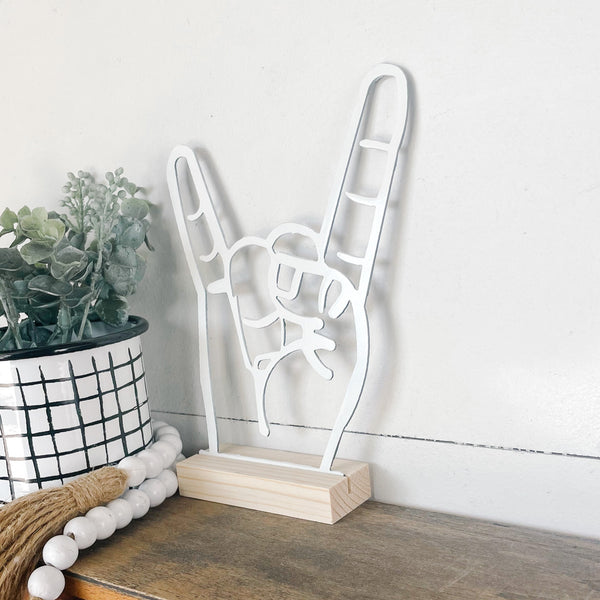 Texas Longhorns Hand Sign on Wood Stand