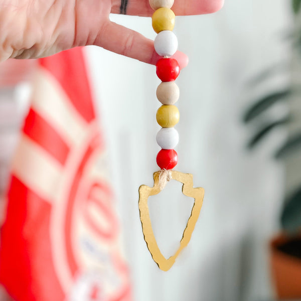 Kansas City Chiefs Beaded Arrowhead | Red, White and Yellow Strand