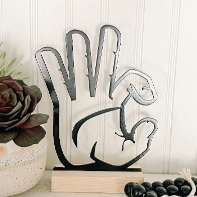 Kansas State Hand Sign on Wood Stand