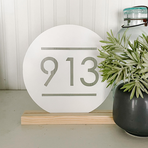 Minimalist Area Code Round Metal Sign | With or Without Wood Stand