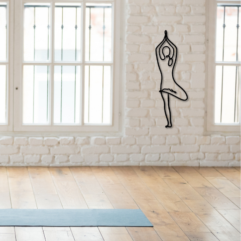 Minimalist Yoga Pose (Tree) Wall Art | Yoga Studio Decor