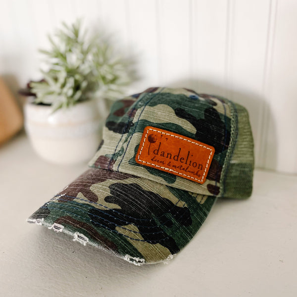 Weathered Camo Mesh Snap Back Cap