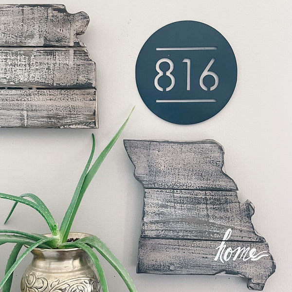 Minimalist Area Code Round Metal Sign | With or Without Wood Stand