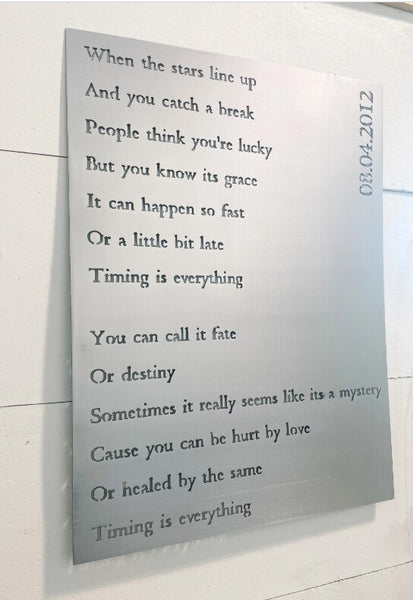 custom song lyric sign