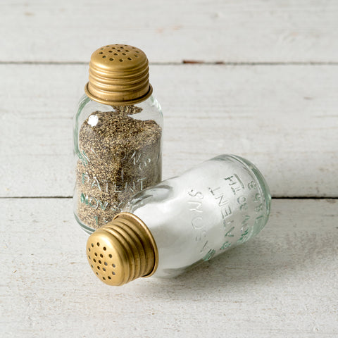 Mini Mason Jar Salt Shakers Antique Brass | Set of 2