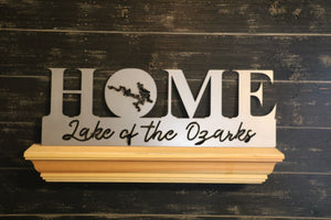 HOME with Lake Cutout and Name
