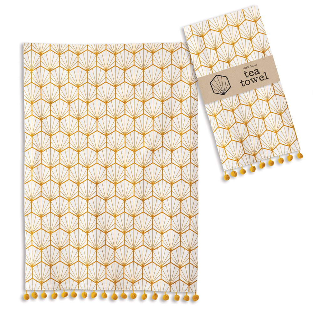 Tea Towel - Mustard Yellow Geometric