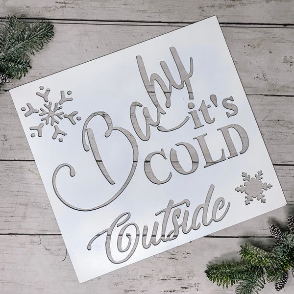 Baby It's Cold Outside White Metal Sign | Christmas Decor