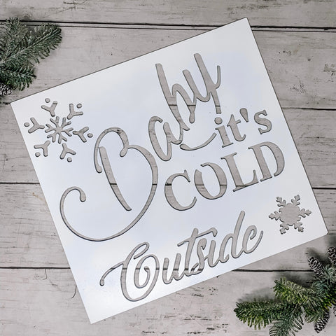 Baby It's Cold Outside White Metal Sign | Christmas Decor