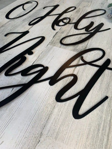 O Holy Night Modern Farmhouse Metal Script Words