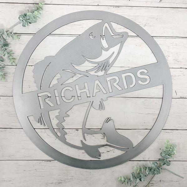 Custom Bass Fish Sign with Name | Personalized Name Sign