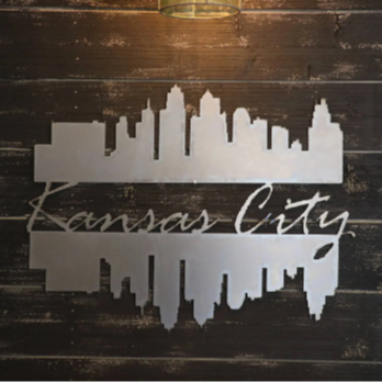 Kansas City Double Skyline Reflection | KC Skyline Metal Sign