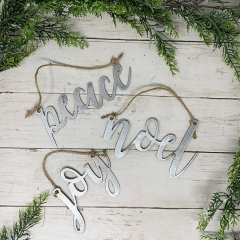 Script Word Metal Ornament | Farmhouse Christmas