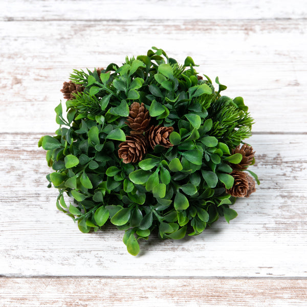 6.5" Boxwood Half Ball w/ Pinecones | CLEARANCE