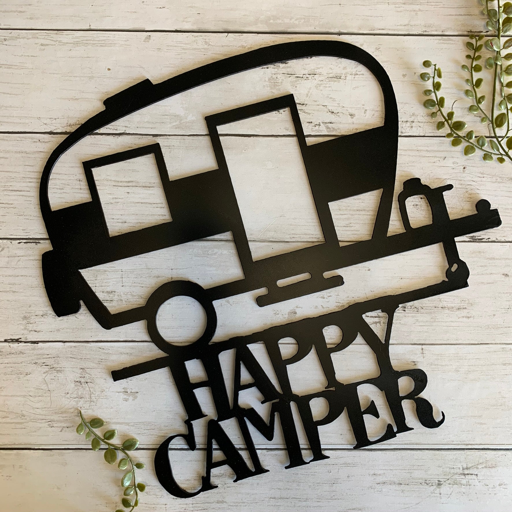 Happy Camper Metal Cutout Sign