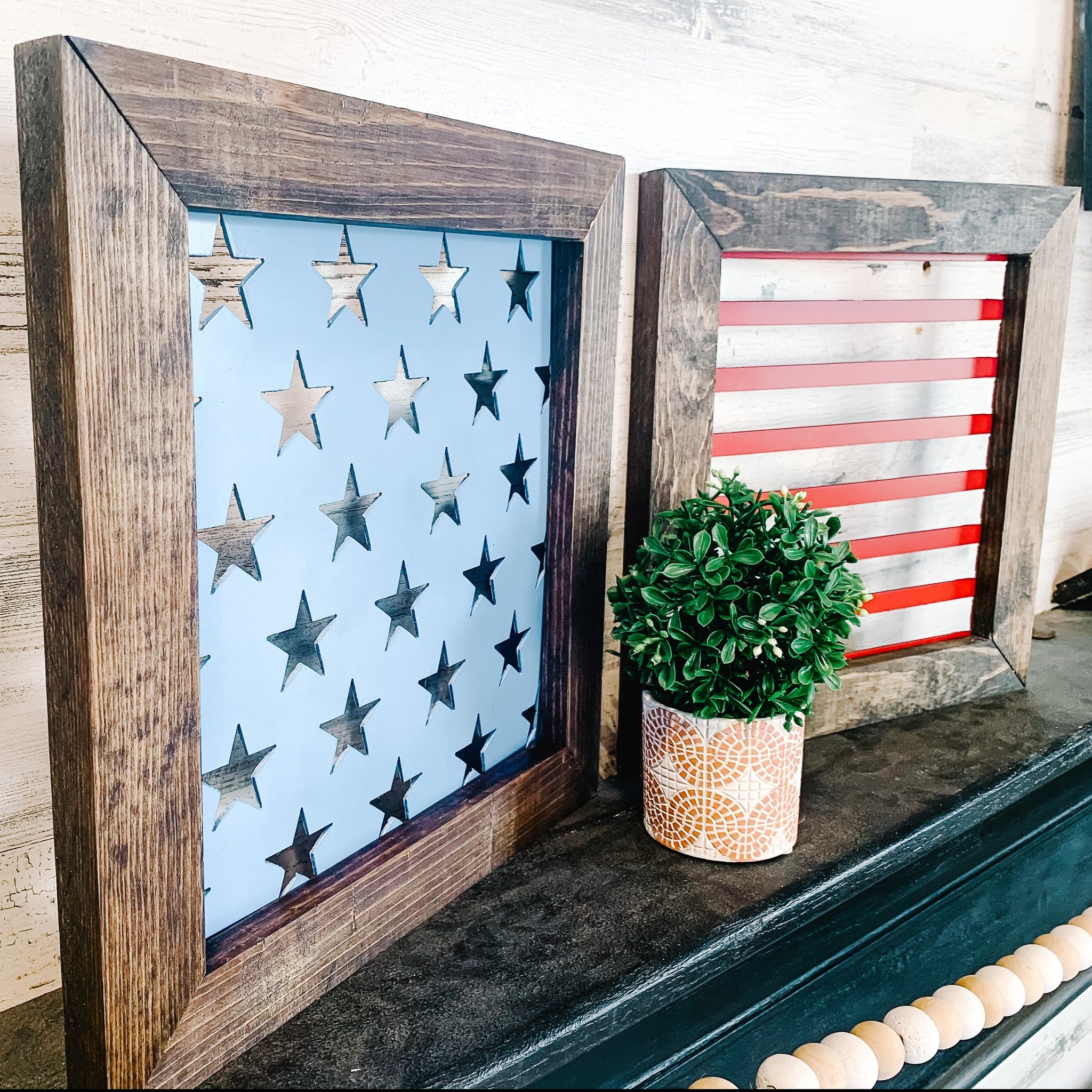 Framed Stars and Stripes Signs