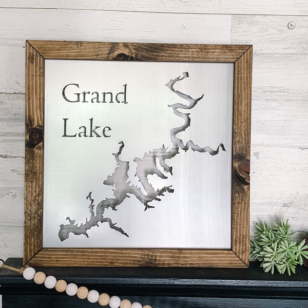 Custom Framed Lake Map