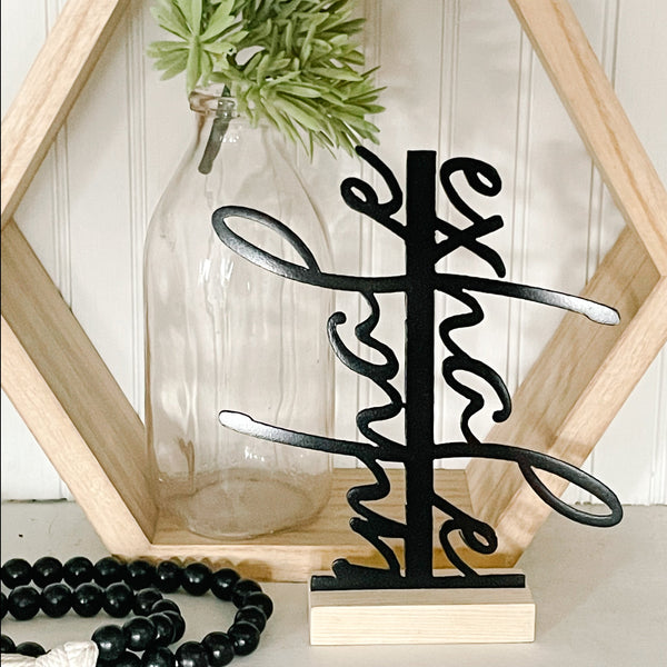 Minimalist Inhale Exhale Script Shelf Sitter