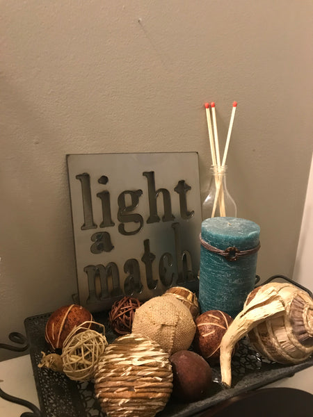 Light a Match Bathroom Metal Shelf Sitting Sign