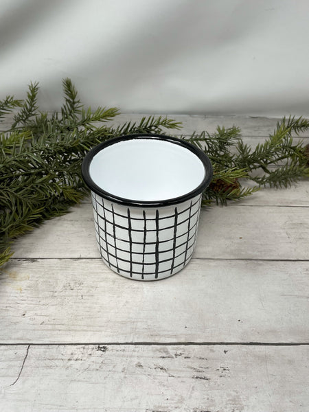 Black & White Enamel Check Pot - Medium  | IG Reel Special!