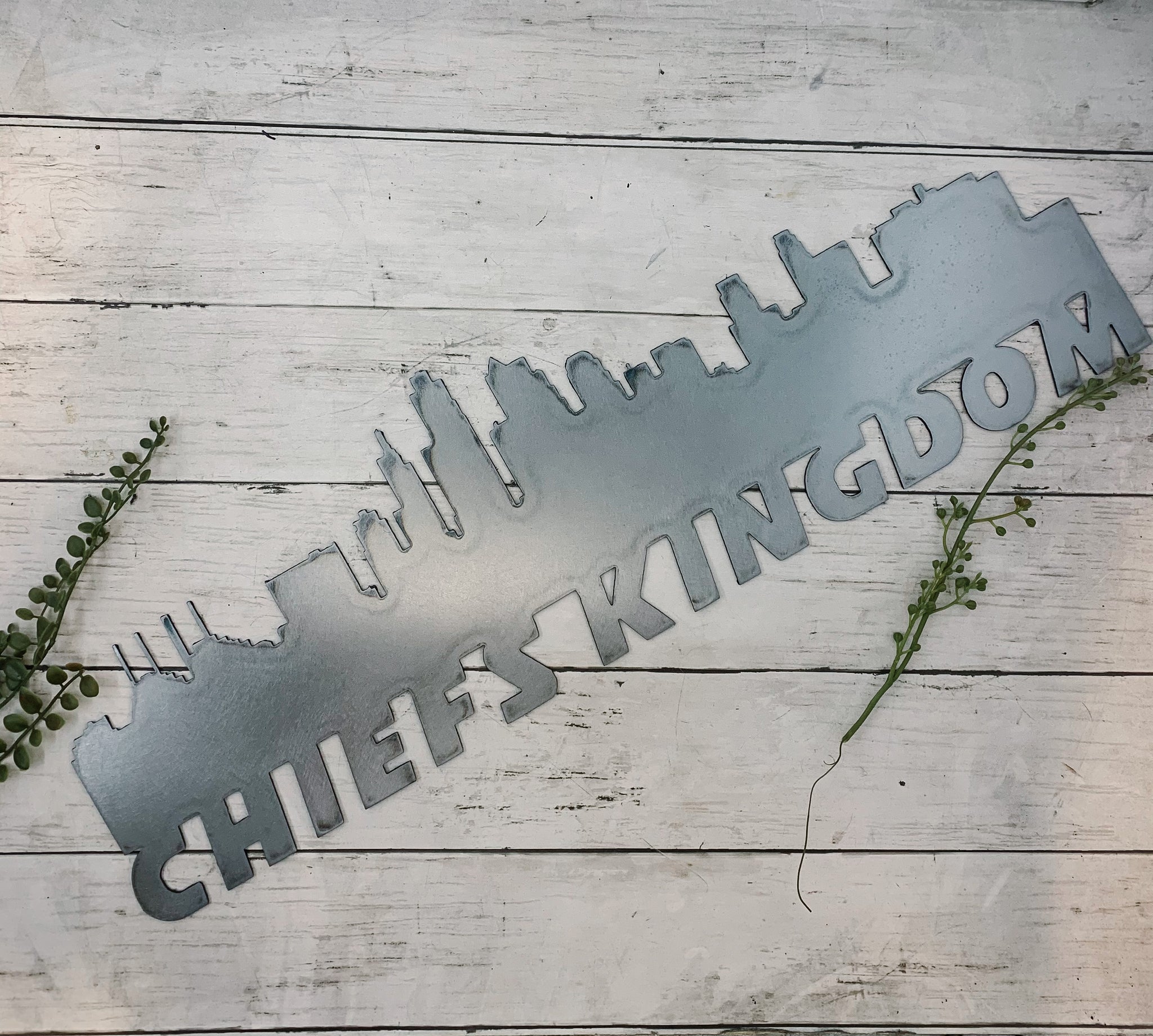 Chiefs Kingdom Kansas City Skyline | Metal Cutout Sign