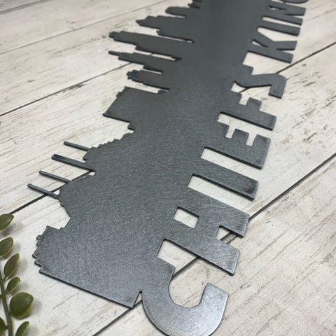 Chiefs Kingdom Kansas City Skyline | Metal Cutout Sign