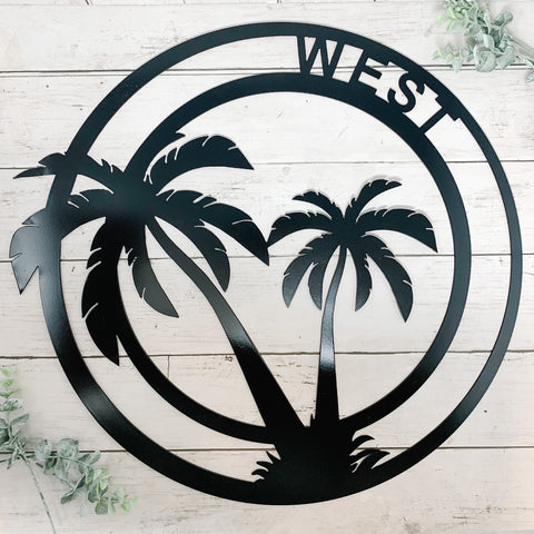 Custom Palm Tree Circle with Last Name