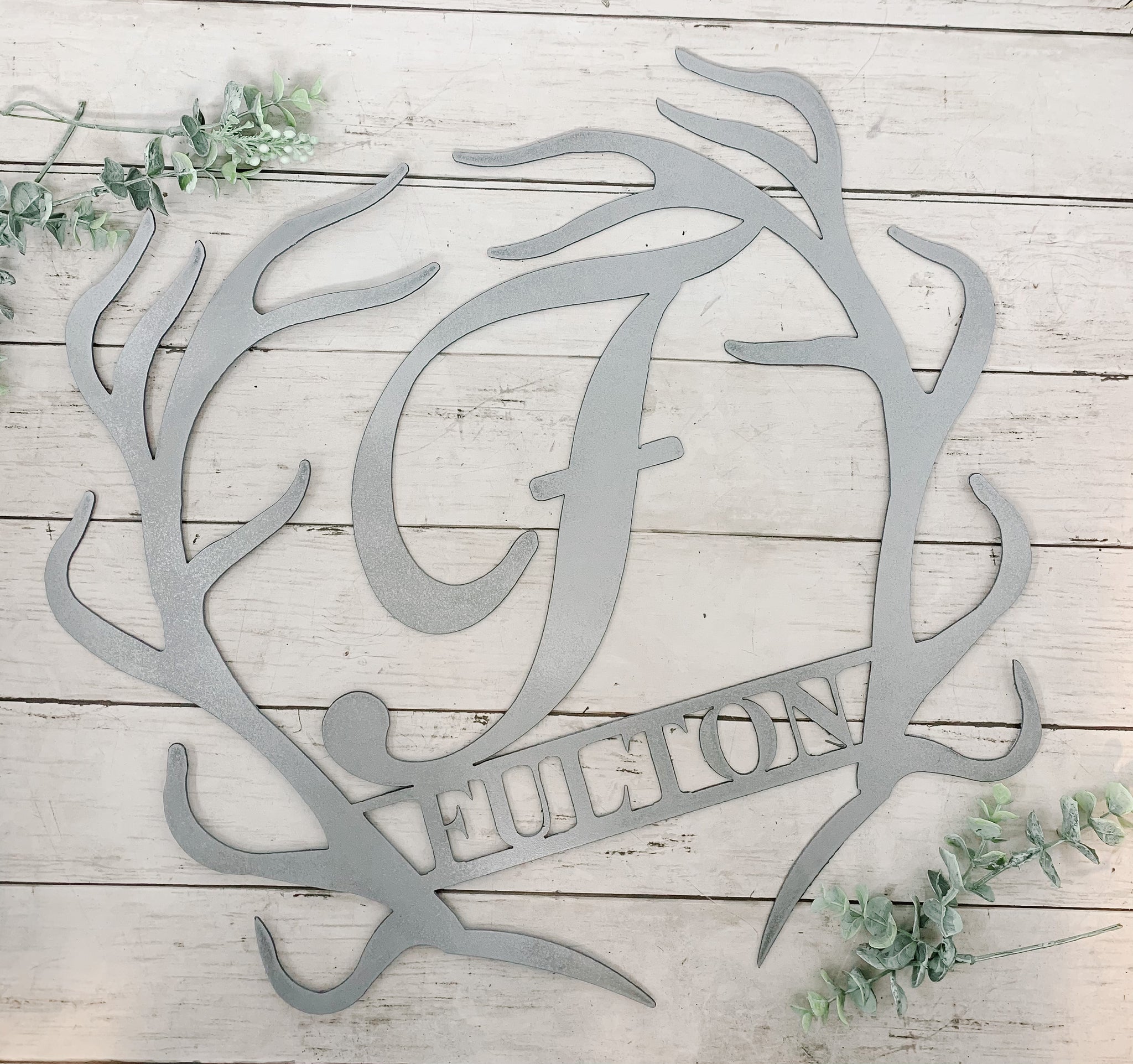 Personalized Antler Sign with Name and Monogram