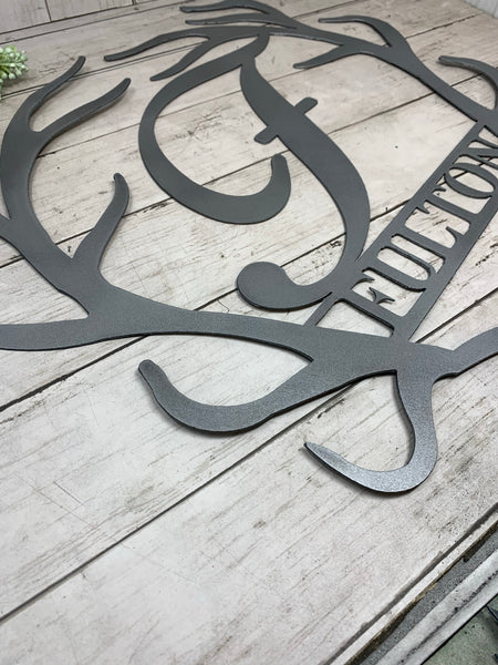 Personalized Antler Sign with Name and Monogram