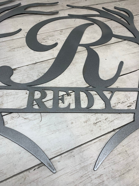 Personalized Antler Sign with Name and Monogram