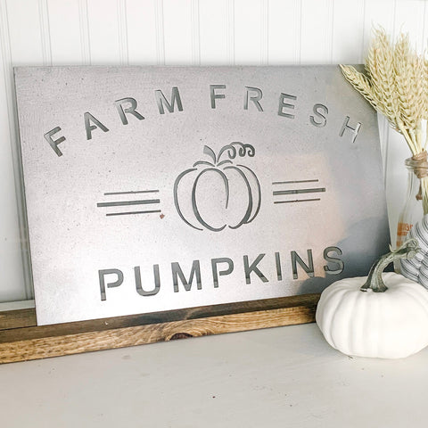 Farm Fresh Pumpkins Metal Sign