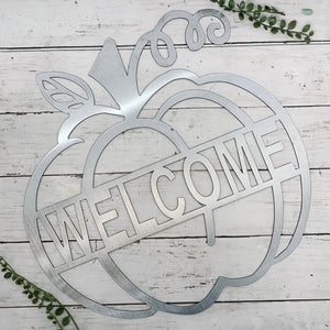 Metal Welcome Pumpkin Sign | Fall Decor