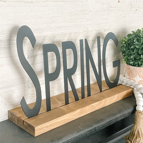 Seasons Shelf Signs | Set of 4 with Wood Stand | Fall, Winter, Summer, Spring