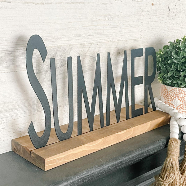 Seasons Shelf Signs | Set of 4 with Wood Stand | Fall, Winter, Summer, Spring
