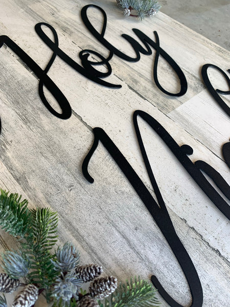 O Holy Night Modern Farmhouse Metal Script Words