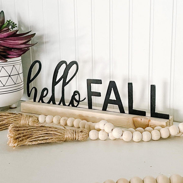 Hello Fall Shelf Sign | Includes Wood Stand