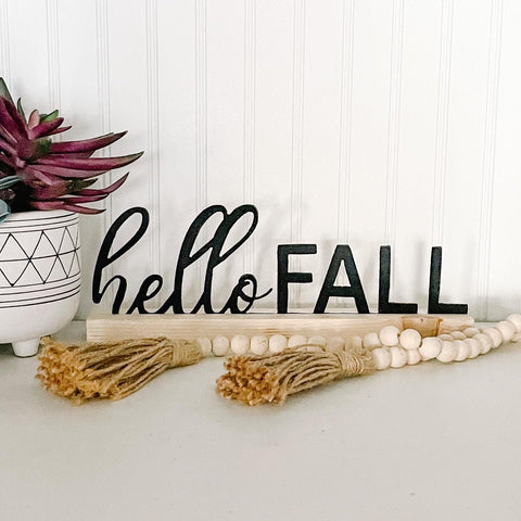 Hello Fall Shelf Sign | Includes Wood Stand