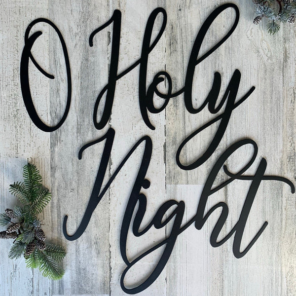 O Holy Night Modern Farmhouse Metal Script Words