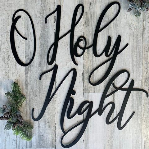 O Holy Night Modern Farmhouse Metal Script Words