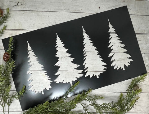Black Metal Trees Cutout Sign | Christmas Tree Silhouette